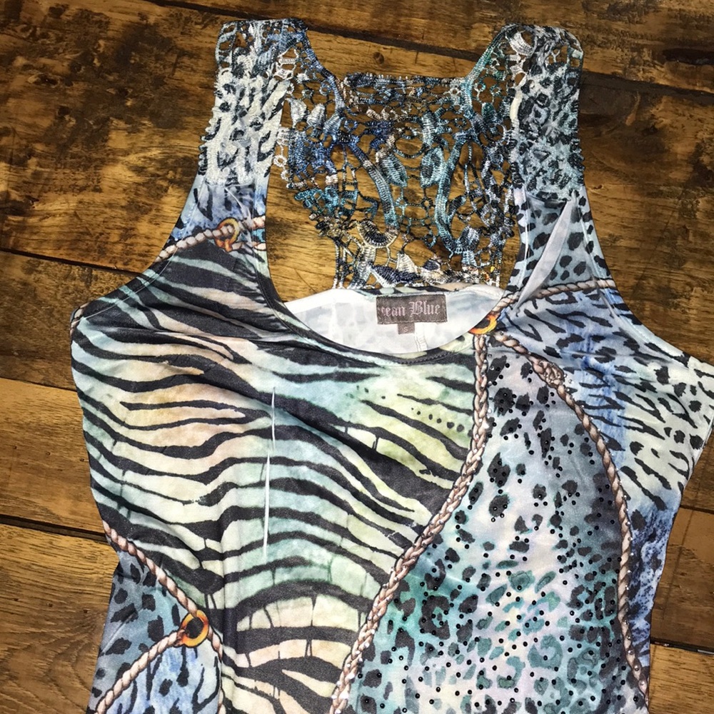 Beaded island print dress!